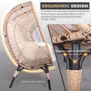 2 Pieces Patio PE Wicker Egg Chair Model 2 with Natural Color Rattan Beige Cushion