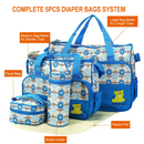 5PCS Baby Nappy Diaper Bags Set Mummy Diaper Shoulder Bags w/ Nappy Changing Pad Insulated Pockets Travel Tote Bags For Mom Dad