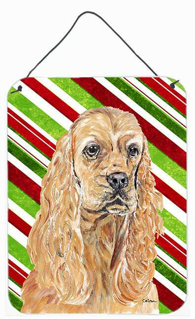 Cocker Spaniel Candy Cane Christmas Aluminium Metal Wall or Door Hanging Prints