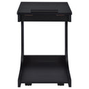 Ralston C-Shaped Lift-Top Sofa Side Table With Casters Black