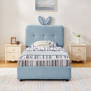 Twin Size Kids Upholstered Bed with Oversized Rabbit Ear Headboard
