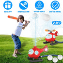 2 In 1 Water Sprinkler Baseball Helicopter Toy for Kids 360¡Rotating Water Tee Ball Set for Backyard Lawn Pool Party Outdoor Summer Game for 3+ Years