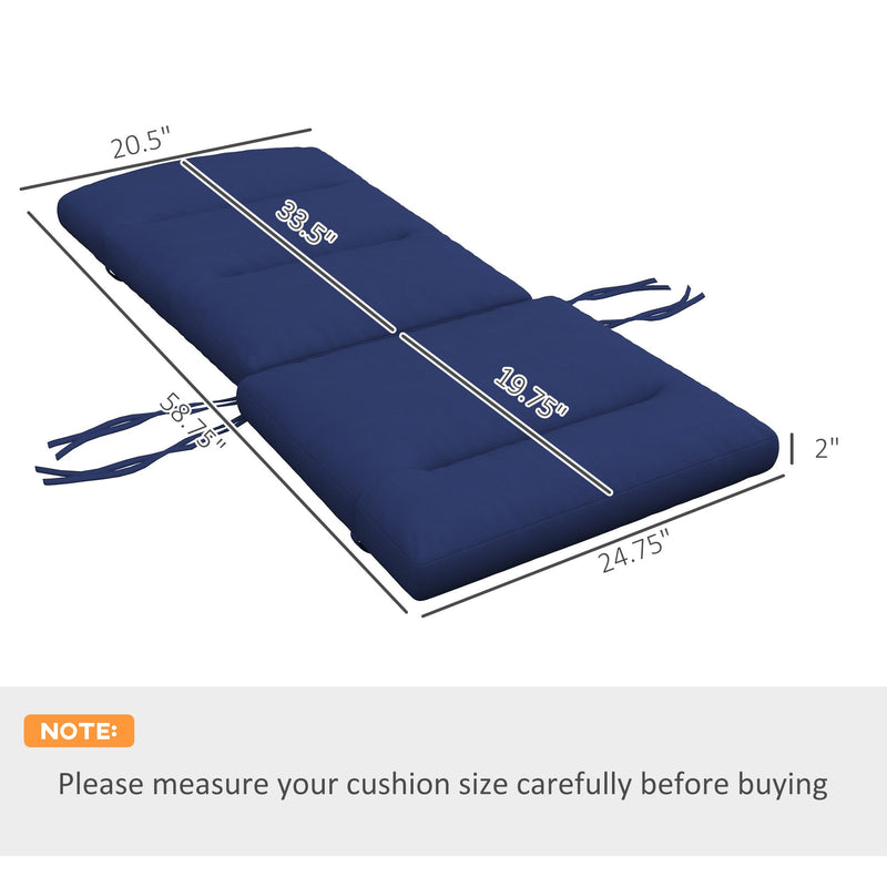 2 Piece Adirondack Chair Cushions, 59 x 20.5 x 2 inch Outdoor Chair Cushions for Fire Pit Chairs with Seat, Back, Ties, Water Repellent Replacement Patio Seat Pads, Blue