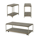 Corbeta - 3 Piece Metal Frame Wood Living Room Coffee Table And 2 Chairside Tables Set, Aged Graphite - Brown by HouseOfZazla