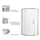 Diamond Shaped Corner Shower Door, Inward Sliding, Stainless Steel Frame by HouseOfZazla