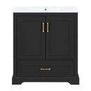 Bathroom Vanity With Sink, 1 Divided Drawer And 2 Soft Close Doors With Double Shelf
