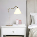 Ornate - Ring Base Curved Table Lamp With Triangle Drum Shade - Gold / White by HouseOfZazla