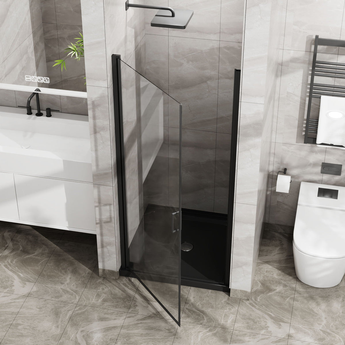 Pivot Shower Door, Tempered Glass, Semi Frameless, photo 5 of 16