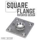 3/4 in. x 18 in. Square Flange Pipe Table Legs - 4 Pack