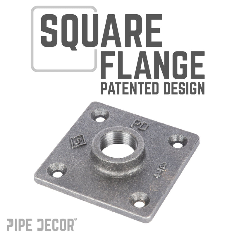 3/4 in. x 18 in. Square Flange Pipe Table Legs - 4 Pack