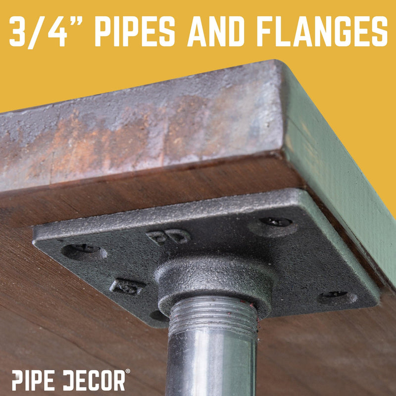 3/4 in. x 18 in. Square Flange Pipe Table Legs - 4 Pack