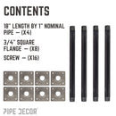 3/4 in. x 18 in. Square Flange Pipe Table Legs - 4 Pack