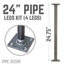 3/4 in. x 24 in. Square Flange Pipe Table Legs - 4 Pack