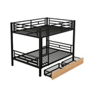 Full Size Convertible Bunk Bed With 2 Drawers Durable - Black by HouseOfZazla