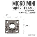 1/2 in. Black Micro Mini Square Flange by PIPE DECOR