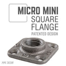1/2 in. Black Micro Mini Square Flange by PIPE DECOR