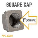 1 in. Black Square Cap