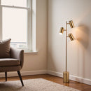 Harmony - Floor Lamp With Rotary Switch Triple Spots Block Base - Gold by HouseOfZazla