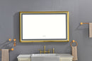 48 in. W x 30 in. H Oversized Rectangular Gold Framed LED Mirror Anti-Fog Dimmable Wall Mount Bathroom Vanity Mirror Wall Mirror Kit For Gym And Dance Studio