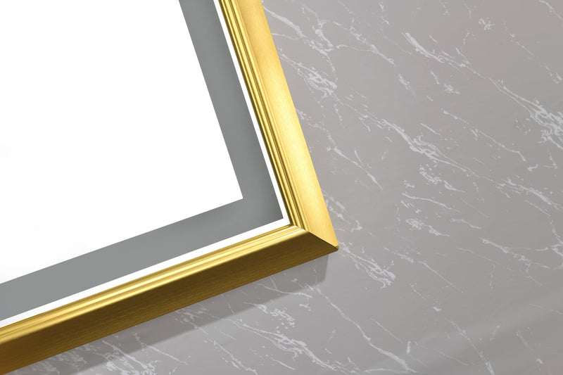 48 in. W x 30 in. H Oversized Rectangular Gold Framed LED Mirror Anti-Fog Dimmable Wall Mount Bathroom Vanity Mirror Wall Mirror Kit For Gym And Dance Studio