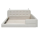 Queen Size Upholstered Platform Bed With 2 Reading Lights - White by HouseOfZazla
