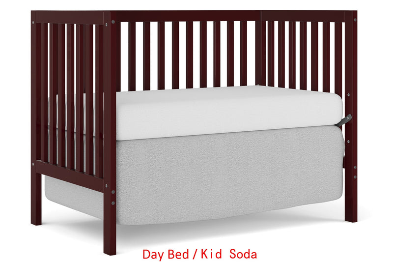 ,5-In-1 Convertible Crib, Converts from Baby Crib to Toddler Bed, Fits Standard Full-Size Crib Mattress, Easy to Assemble 53x29x9 Inches-CHERRY