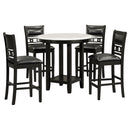 5-piece Counter Height Dining Round Table Set with One Faux Marble Top Dining Table and Four PU-leather Chairs,Dark Espresso