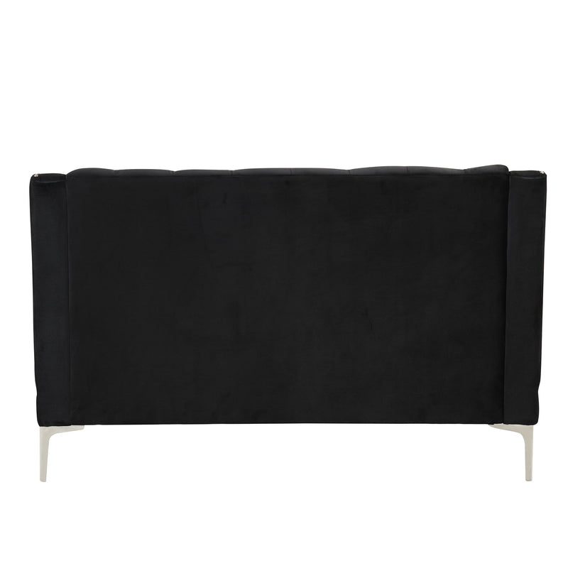 55.5" Modern Sofa Dutch Plush Upholstered Sofa with Metal Legs, Button Tufted Back Black