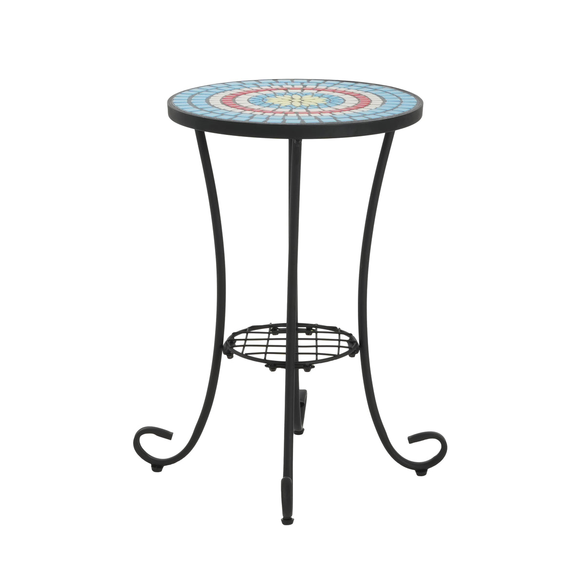 Patio Side Table with Shelf, Blue and Black, photo 7 of 10