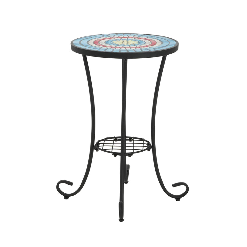 Patio Side Table with Shelf, Blue and Black, photo 7 of 10