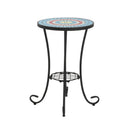 Patio Side Table with Shelf, Blue and Black by HouseOfZazla