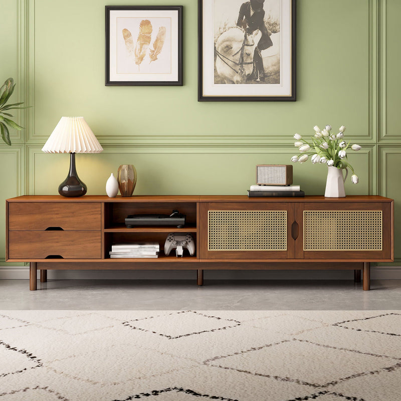 TV Stand For TVs Up To 85", Media Console With 2 Drawers - Walnut, photo 4 of 7