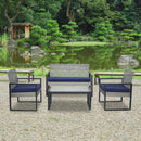 4 Piece Patio Furniture Set With Acacia Wood Table Top And Cushions by HouseOfZazla