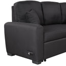 87.4"Sectional Sleeper Sofa with USB Charging Port and Plug Outlet,Pull-Out Sofa Bed with 3 Pillows, L-Shape Chaise for Living Room Small Apartment,Black