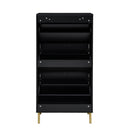 Modern Rattan 3 Door Shoe Rack Cabinet for Entryway