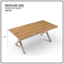 70.87inch Rectangular Dining Table with X-shape Aluminum Table Leg/Metal Base, Teak