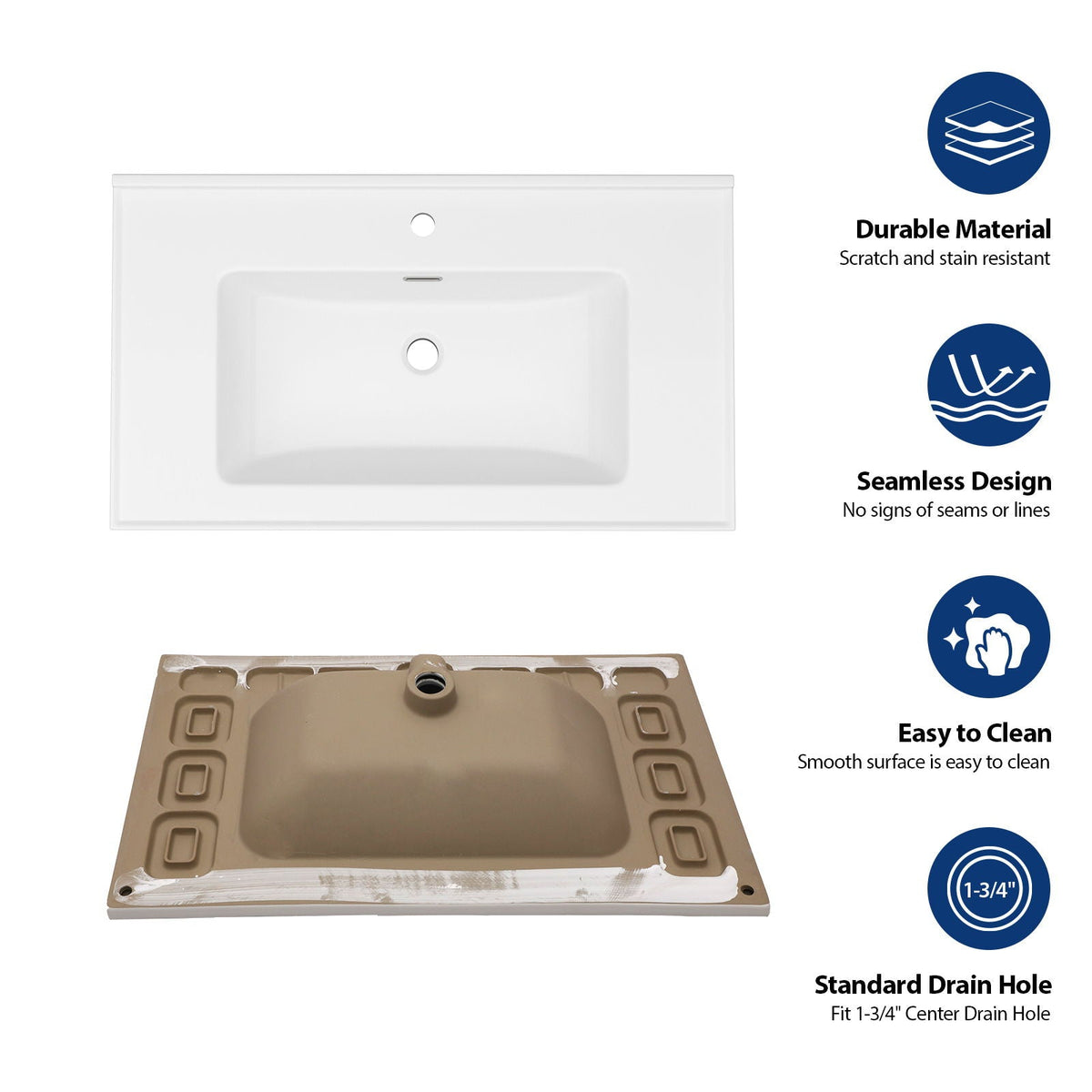 Modern Rectangular Vanity Top With Overflow For Bathroom, photo 6 of 19