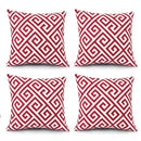 4 Pack Outdoor Pillow Covers - Red Greek Key