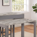 Light Gray Faux Marble Dining Table with Storage Drawer by HouseOfZazla