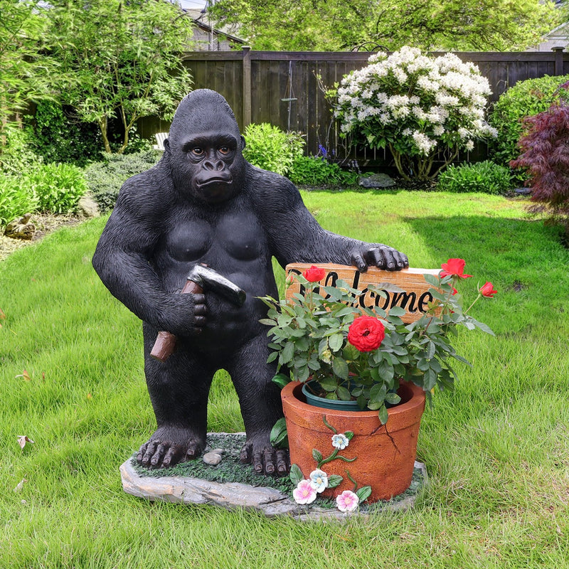 Outdoor Garden Sculpture Chimpanzees Flower Pot Planter, photo 8 of 10