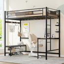 Twin Size Loft Bed Frame with Storage