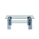 Modern Tempered Glass Coffee Table With 2 Tier Storage For Living Room by Unique Piece Furniture