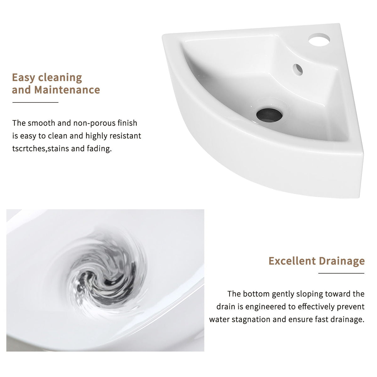 Triangle Corner Sink For Bathroom - Milk White, photo 4 of 8