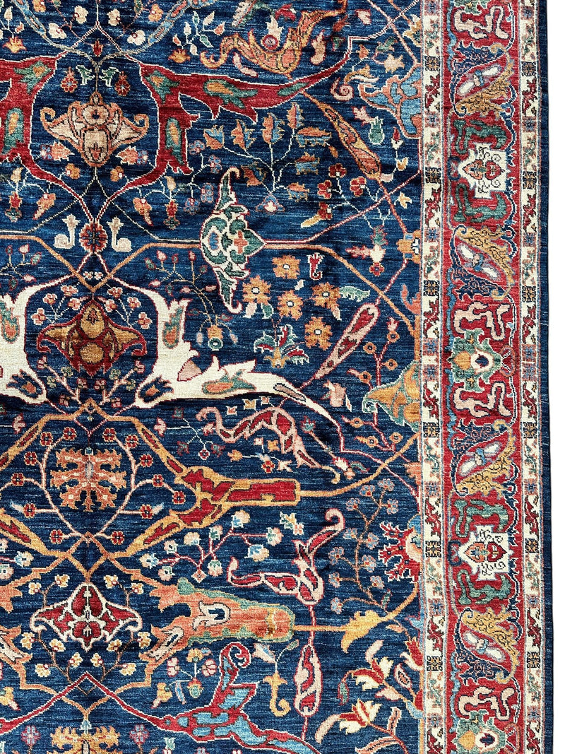 Hand-Knotted Afghani Bidjar Ghazni Wool Rug – 6'7" x 9'10" – Elegant Floral Design