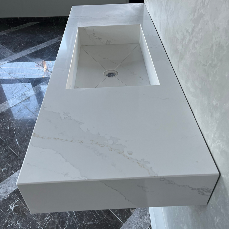 Calacatta Gold Engineered Quartz Kitchen Sink - Luxury Handcrafted Premium Design, photo 4 of 12