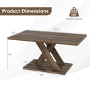 37.5 Inch Rectangular Coffee Table with Stable Base and Rubber Wood Connection for Living Room-Brown by LJGDeals
