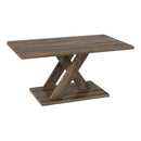 37.5 Inch Rectangular Coffee Table with Stable Base and Rubber Wood Connection for Living Room-Brown by LJGDeals