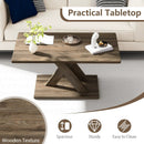 37.5 Inch Rectangular Coffee Table with Stable Base and Rubber Wood Connection for Living Room-Brown by LJGDeals