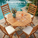 Octagonal Folding Patio Dining Table - Acacia Wood by LJGDeals