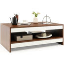 37 Inch 2-Tier Rectangle Wooden Coffee Table with Storage Shelf-Wulnat by LJGDeals